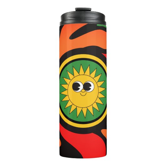 Abstracte retro zon emoji Thermische Tumbler Thermosbeker (Voorkant)