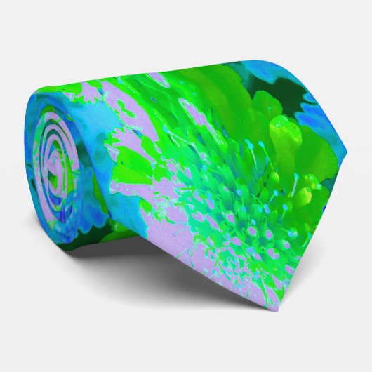 Abstracte Retroventiel in Lavender en Lime Green Stropdas (Opgerold)