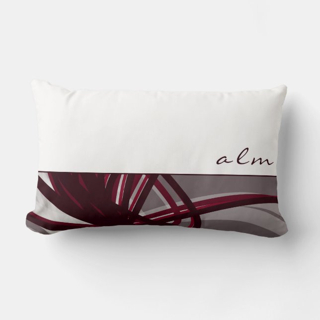 Abstracte ribbons, grijs en Bourgogne | Monogram Kussen (Voorkant)