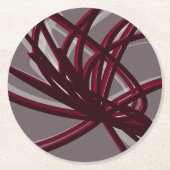 Abstracte ribbons, grijs en Bourgogne Ronde Kartonnen Onderzetter (Voorkant)
