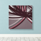 Abstracte ribbons, grijs en Bourgogne | Schaduwen  Canvas Afdruk (Insitu (Houten vloer))