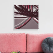 Abstracte ribbons, grijs en Bourgogne | Schaduwen  Canvas Afdruk (Insitu (Woonkamer))