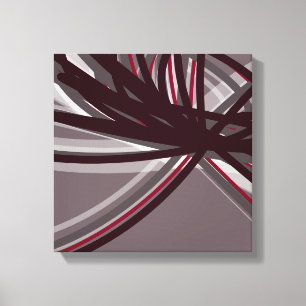 Abstracte ribbons, grijs en Bourgogne   Schaduwen  Canvas Afdruk