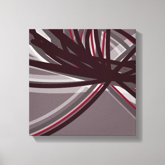 Abstracte ribbons, grijs en Bourgogne | Schaduwen  Canvas Afdruk (Voorkant)