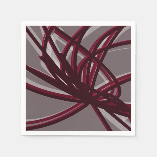 Abstracte ribbons, grijs en Bourgogne Servet (Voorkant)
