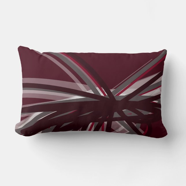 Abstracte ribbons van Burgundy Gray & White Artist Kussen (Voorkant)