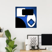 Abstracte rijke moderne blauwe vormen AP0006 Poster (Thuiskantoor)