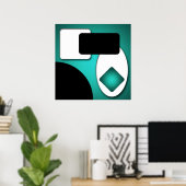 Abstracte Rijke Moderne Blauwgroen Vormen AP0006 Poster (Thuiskantoor)