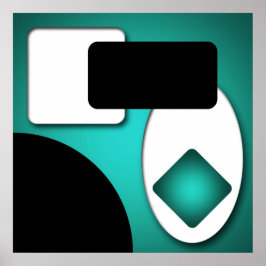 Abstracte Rijke Moderne Blauwgroen Vormen AP0006 Poster