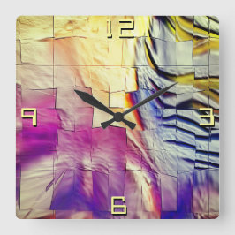 Abstracte rijkstekening, licht gehouwen en parelac vierkante klok