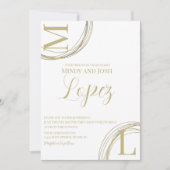 Abstracte Rings Faux Gold Script Weddenschap Kaart (Voorkant)