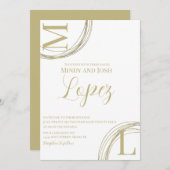 Abstracte Rings Faux Gold Script Weddenschap Kaart (Voorkant / Achterkant)