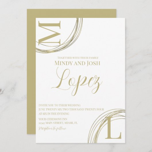 Abstracte Rings Faux Gold Script Weddenschap Kaart (Voorkant / Achterkant)