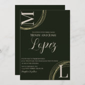 Abstracte Rings Script Monogrammed Wedding Kaart (Voorkant / Achterkant)