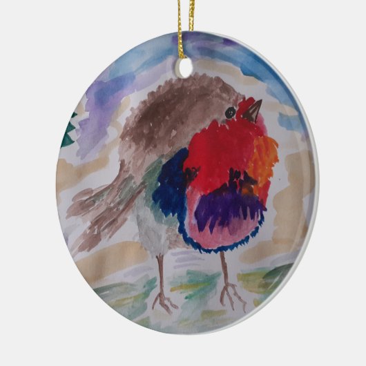 Abstracte Robin Kerstornament Keramisch Ornament (Links)