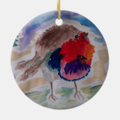 Abstracte Robin Kerstornament Keramisch Ornament (Achterkant)