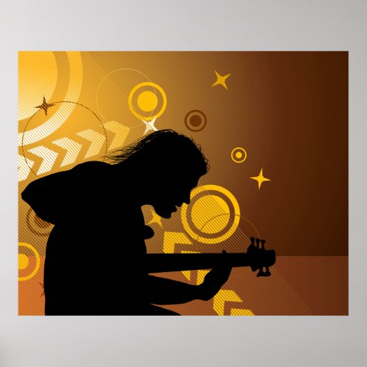 Abstracte rockmuzikant gitaaroptreden poster (Voorkant)