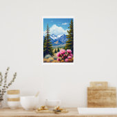 Abstracte Rocky Mountains Dennenbomen Cactus Poster (Keuken)