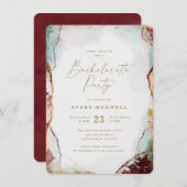 Abstracte Rode Aqua & Goud Winter Bachelorette Par Kaart (Voorkant / Achterkant)