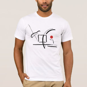 Abstracte rode bal & lijnen Tekening T-shirt