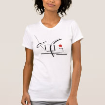Abstracte rode bal & lijnen Tekening T-shirt