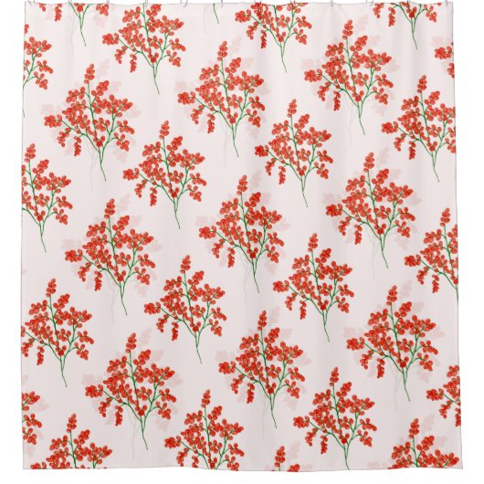 Abstracte rode bessen botanisch douchegordijn (Voorkant)