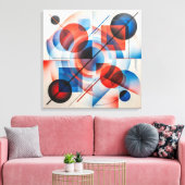 Abstracte Rode Blauwe Cirkels Modern Canvas Afdruk (Insitu (Woonkamer))