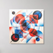 Abstracte Rode Blauwe Cirkels Modern Canvas Afdruk (Voorkant)