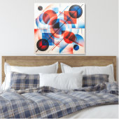 Abstracte Rode Blauwe Cirkels Modern Canvas Afdruk (Insitu (Slaapkamer))