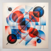 Abstracte Rode Blauwe Cirkels Modern Poster (Voorkant)