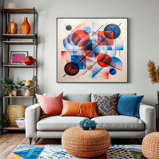 Abstracte Rode Blauwe Cirkels Modern Poster