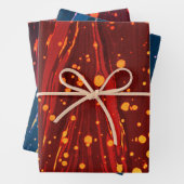 ABSTRACTE RODE BLAUWE MARBLED PAPIER, GOUDE SPLASH INPAKPAPIER VEL (In situ)