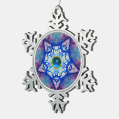 ABSTRACTE RODE BLAUWE STAR EN SAPPHIRE GEMSTONE TIN SNEEUWVLOK ORNAMENT (Rechts)