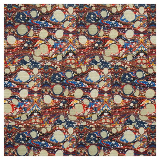 ABSTRACTE RODE BLAUWE VRIENDEN, WITTE CIRCLS STOF (Swatch)