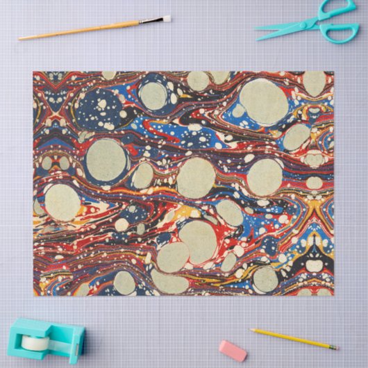 ABSTRACTE RODE BLAUWE VRIENDEN, WITTE CIRCLS TISSUEPAPIER (Craft)