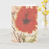  Abstracte Rode Bloem Verjaardag Kaart (Gele Bloem)