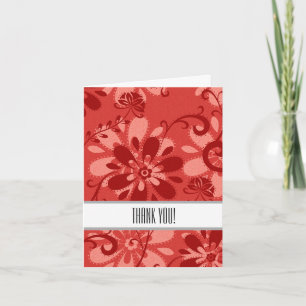 Abstracte rode bloemen dank u bedankkaart