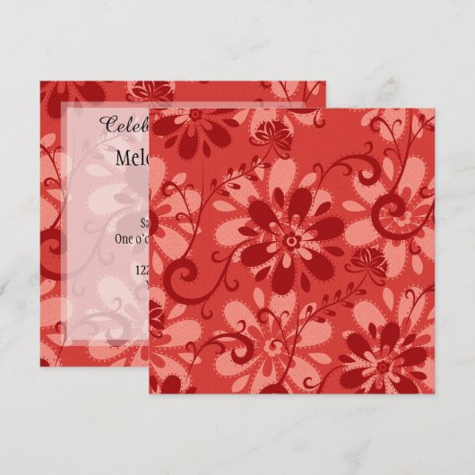 Abstracte rode bloemen kaart (Voorkant / Achterkant)