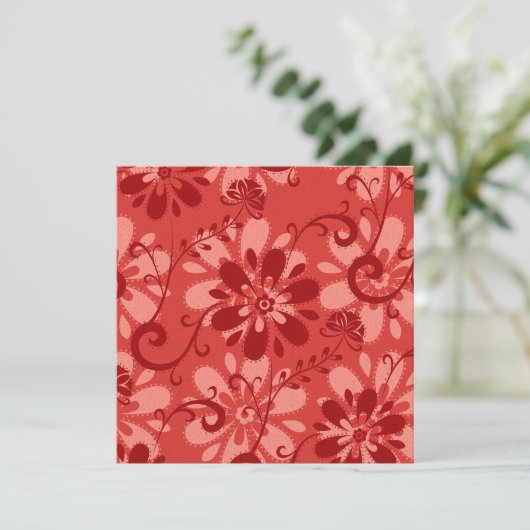 Abstracte rode bloemen kaart (Staand voorkant)