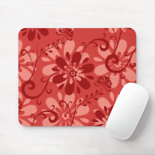 Abstracte rode bloemen muismat (Met muis)