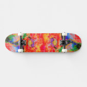 Abstracte rode bloemen waterverf skateboard (Horizontaal)