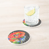 Abstracte rode bloemen waterverf zandsteen onderzetter (Zijkant)