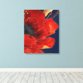 Abstracte rode bloemenkunst canvas afdruk (Insitu (Houten vloer))