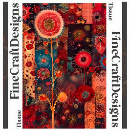 Abstracte rode bloemige quilt stijl decoupage link tissuepapier