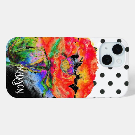 Abstracte rode bloemige rode klaproos Polkadots Case-Mate iPhone Case (Achterkant (horizontaal))