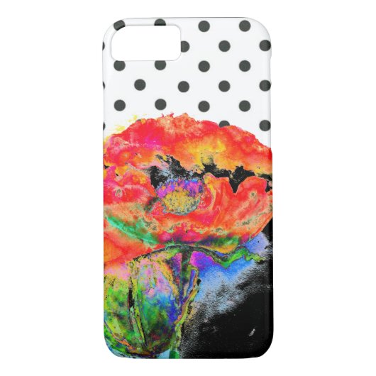 Abstracte rode bloemige rode klaproos Polkadots Case-Mate iPhone Case (Achterkant)