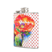 Abstracte rode bloemige waterverf papaver stippen heupfles (Links)