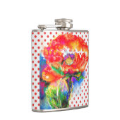 Abstracte rode bloemige waterverf papaver stippen heupfles (Rechts)