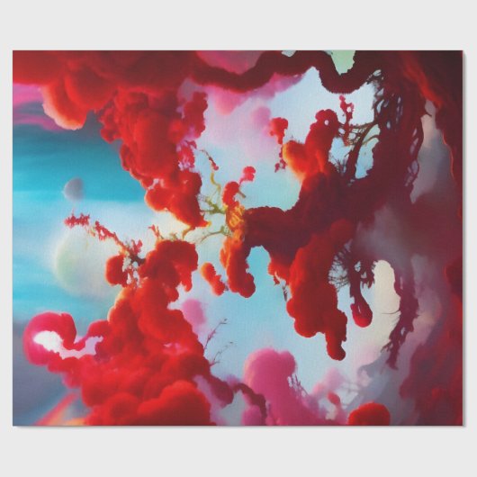 Abstracte rode bomen cadeaupapier (Vlak)