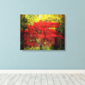 Abstracte rode bomen in het najaar canvas afdruk (Insitu (Houten vloer))
